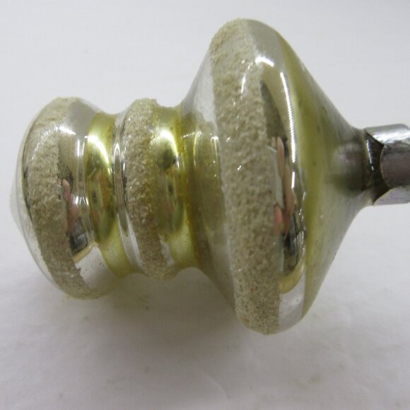 Shiny Brite Atomic UFO Tornado Glass Christmas Ornament Mica Glitter Gold Silver - Picture 4 of 11